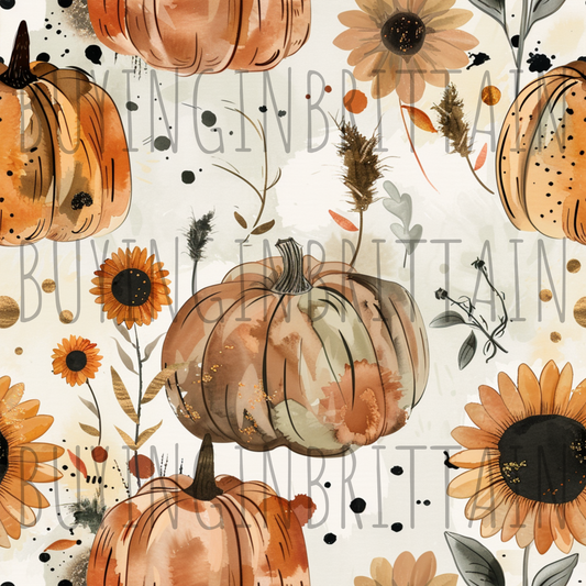 Watercolor Pumpkin Floral